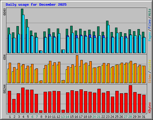 Daily usage for December 2025